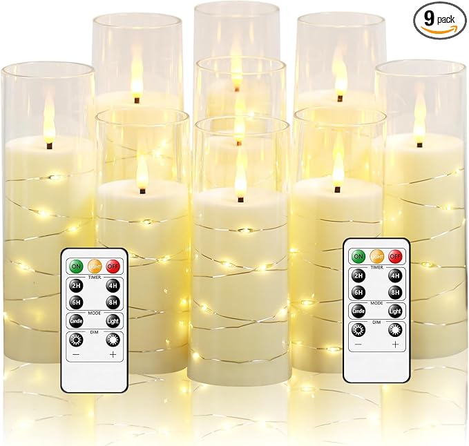 Nimiko Flickering Flameless LED Candles, Battery Operated Candles 9 Pcs by Nimiko
