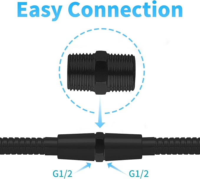 OFFO Shower Hose Extension Connector, 1/2 to 1/2 Shower Hose Extender Fitting - Image 3