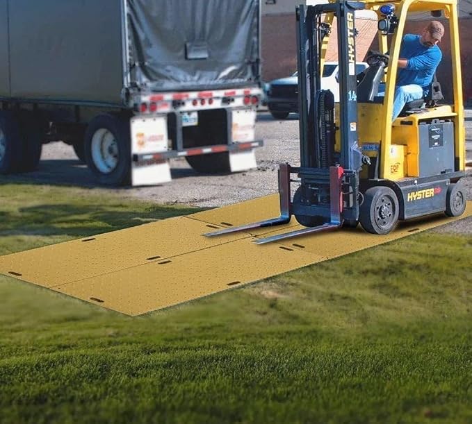 10 Pk 3' x 8' - 1/2" Thick Heavy Duty Tan Ground Protection Mats - Easily - Image 4