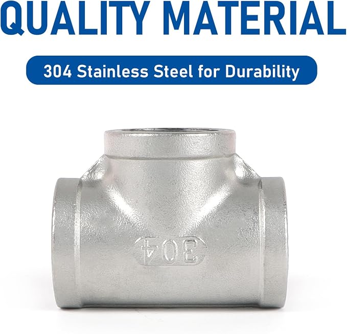 Pipe Fittings 304 Stainless Steel Tee Pipe Fittings 1/4" x 1/4" x 1/4" NPT - Image 5