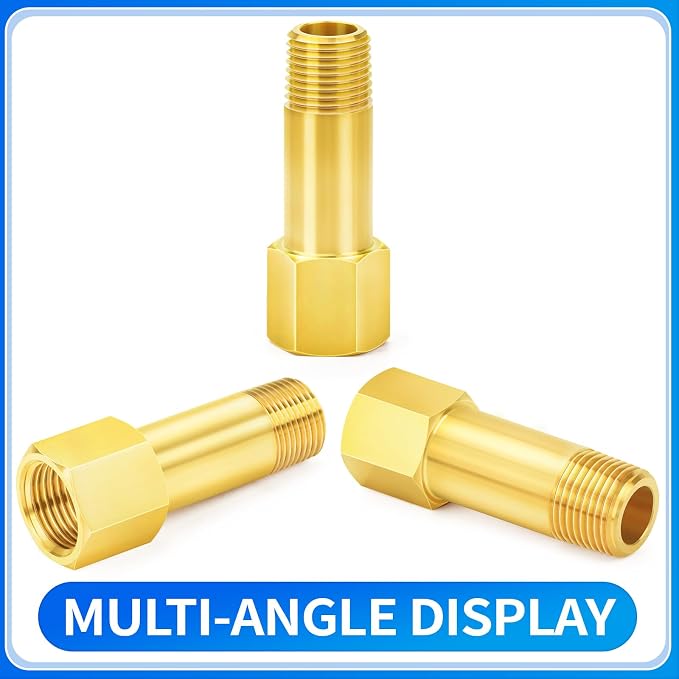 ChillWaves Brass Pipe Fitting, Long Nipple Pipe 3/4" NPT Male x 3/4" NPT Female - Image 3