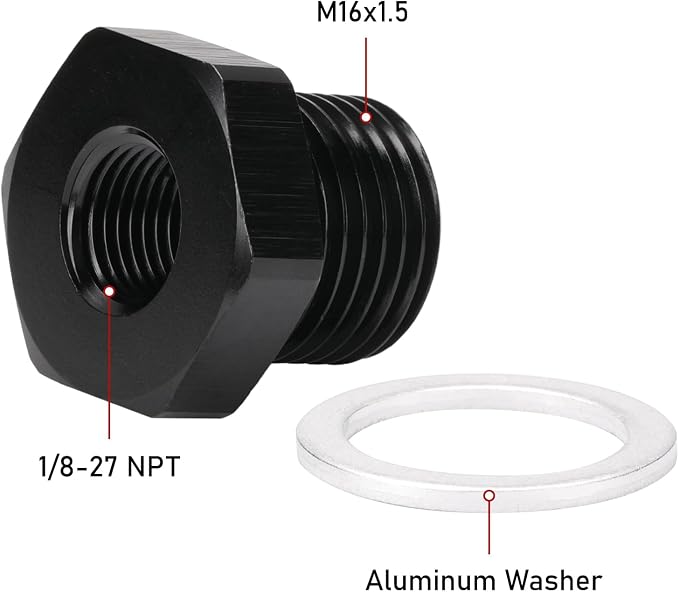 M16x1.5 Male Metric to 1/8 NPT Female Oil Pressure Sensor Adapter Fitting - Image 2