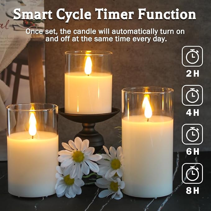 Glass Rechargeable LED Flickering Flameless Candles - Image 2