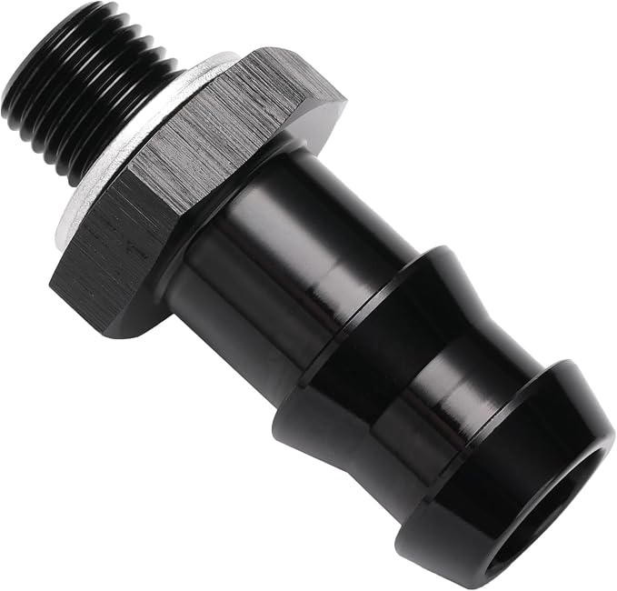M10x1.0 Male Metric to 1/2 Barb Fuel Pump Outlet Adapter Fitting Aluminum Black - Image 3