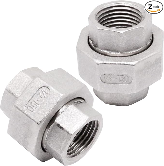 304 Stainless Steel Pipe Fittings Union 1/2" NPT Female to Female 2pcs by GDFYMIImproveLifeHappyLife