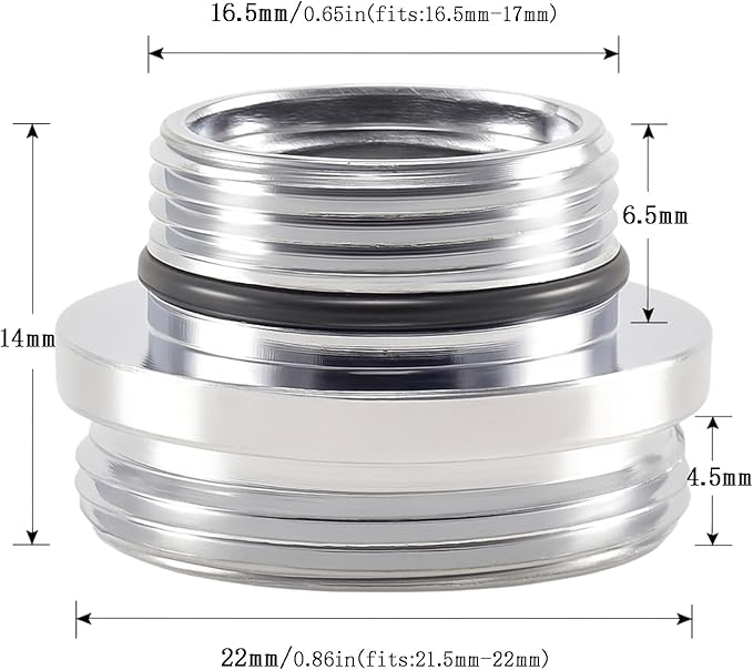 Faucet Aerator Adapter, M16.5 Male to 55/64" Male Adapter | Chrome Brass Faucet - Image 2
