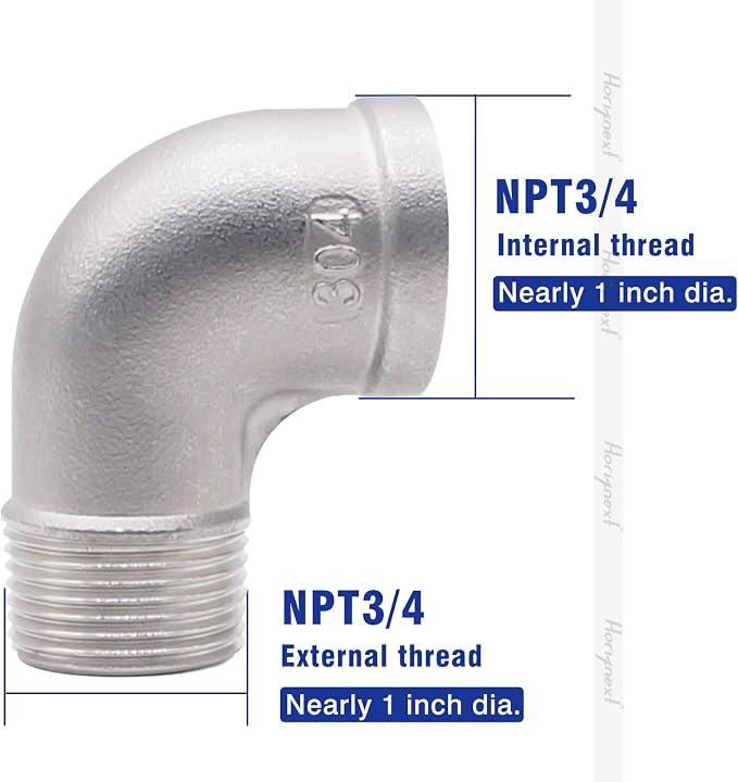 3/4'' NPT Stainless Steel Elbow Fitting, 90 Degree Street Elbow | Male to - Image 3