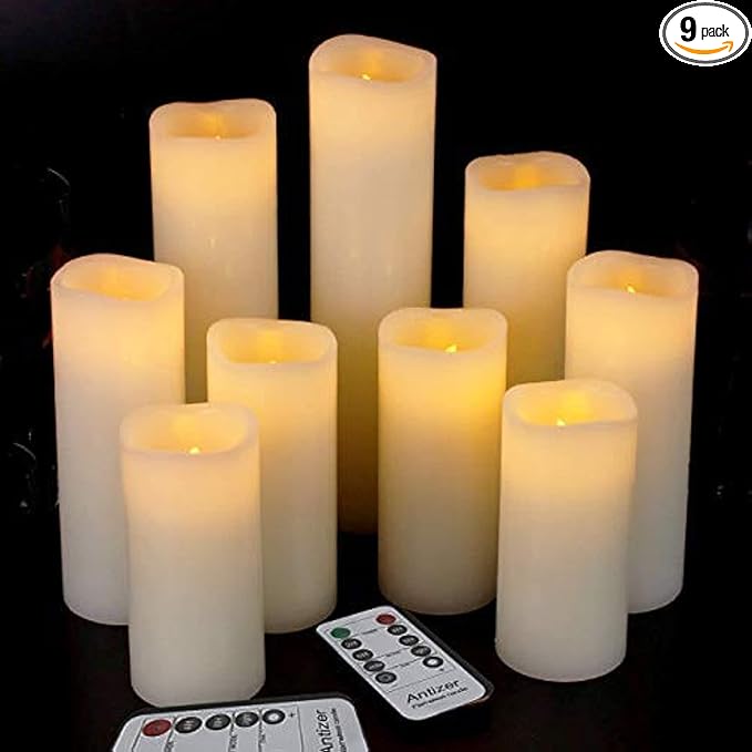 Flameless Candles Led Candles Pack of 9 Real Wax Battery Candles by Antizer