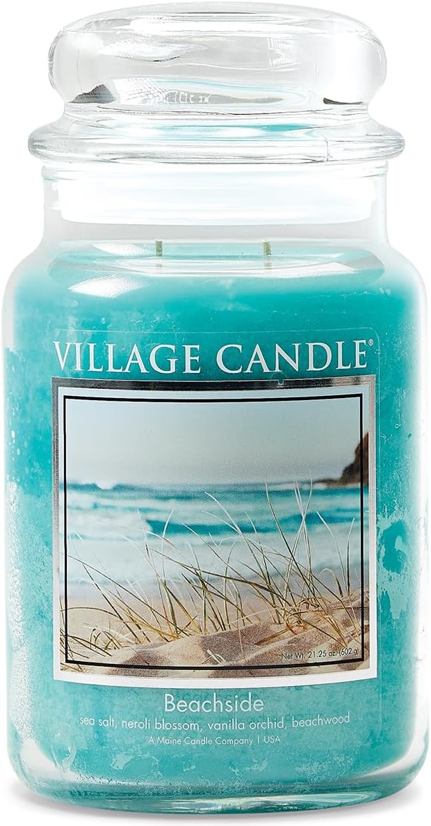 Village Candle Beachside Large Glass Apothecary Jar Scented Candle, 21.25 oz by VillageCandle