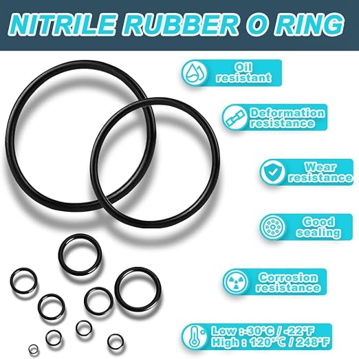 KEZE 400 Pcs Hydraulic O-Ring Flat Face Fittings 9 Size Buna-N 70A O Rings Seal - Image 4