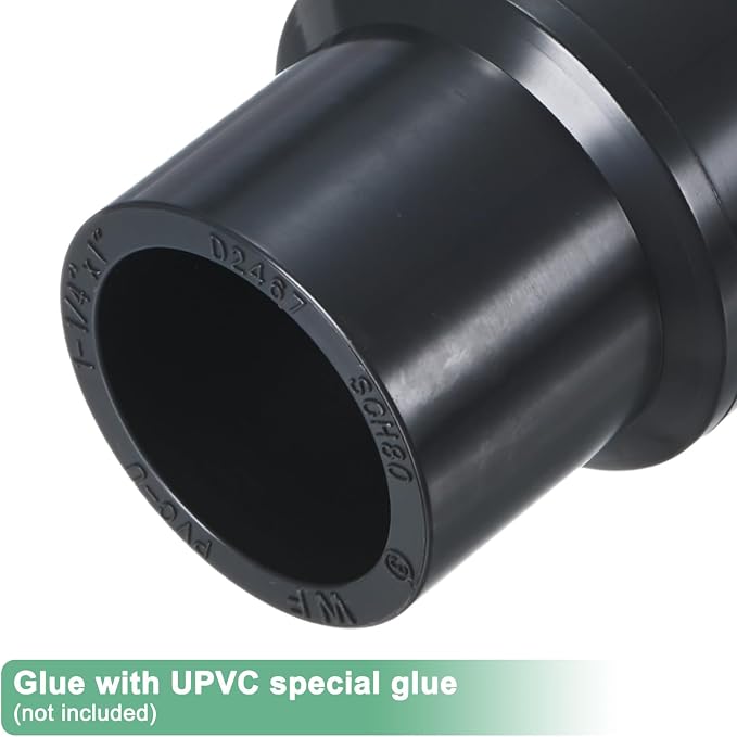 M METERXITY 2-Pack UPVC Reducer Pipe Fitting 1-1/4"x1" Reducing Grey | Coupling - Image 4