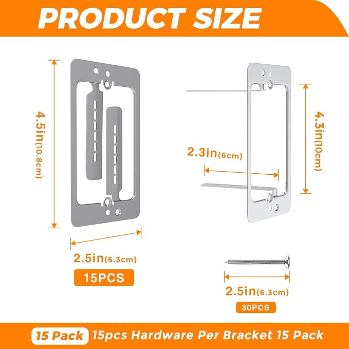 10 Pcs Low Voltage Mounting Bracket 1 Gang, Single Gang Drywall Brackets | Low - Image 2