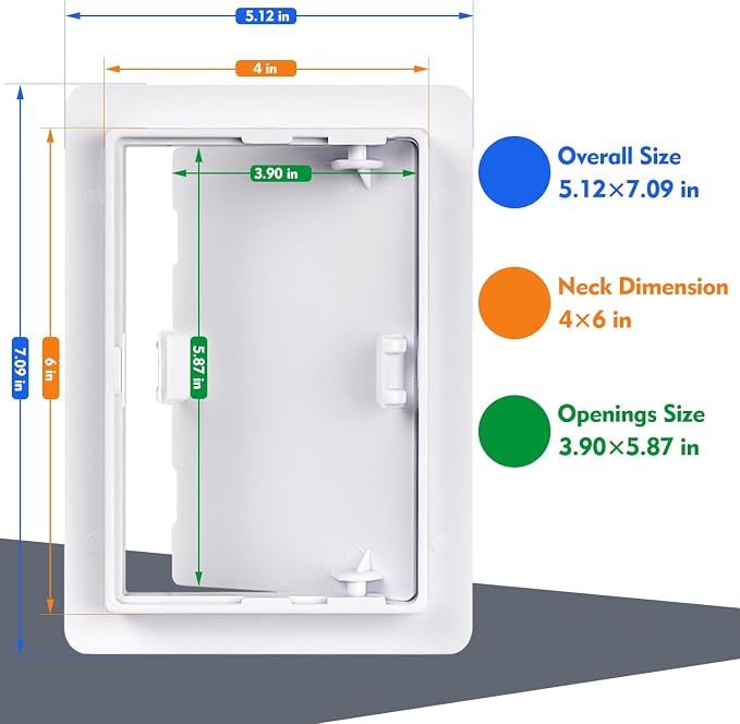 4"x6" Plastic Access Panel, Drywall Ceiling Access Door White - Image 2