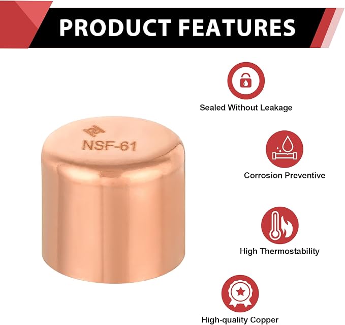 1 Piece EFIELD 1-1/4-inch Solder Copper Pipe End Cap | Copper Plumbing Fittings - Image 4