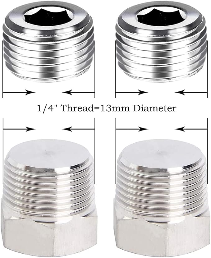 Joywayus Stainless Steel Pipe Plug Inter&Outer Hex Thread Pipe Fitting - Image 4