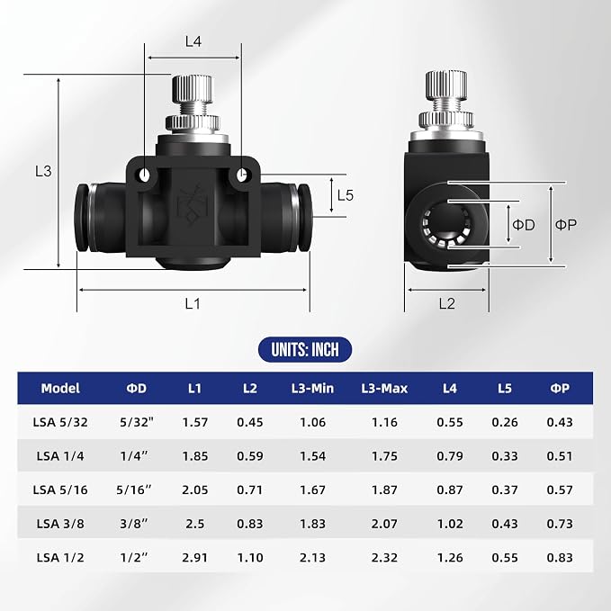 5/32 4mm Push To Connect Valve, Shut Off Air Flow Control Fittings | Pneumatic - Image 2