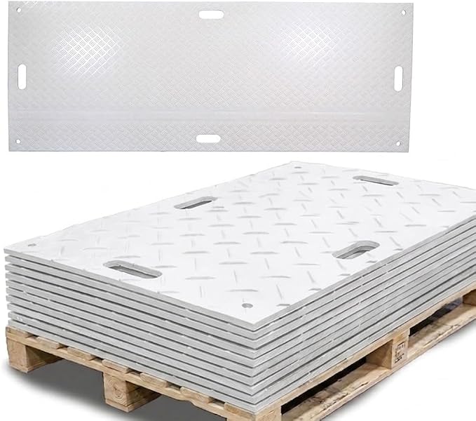 12 Pk 3' x 8' - 1/2" Thick Heavy Duty White Ground Protection Mats - Easily by MyteeProducts