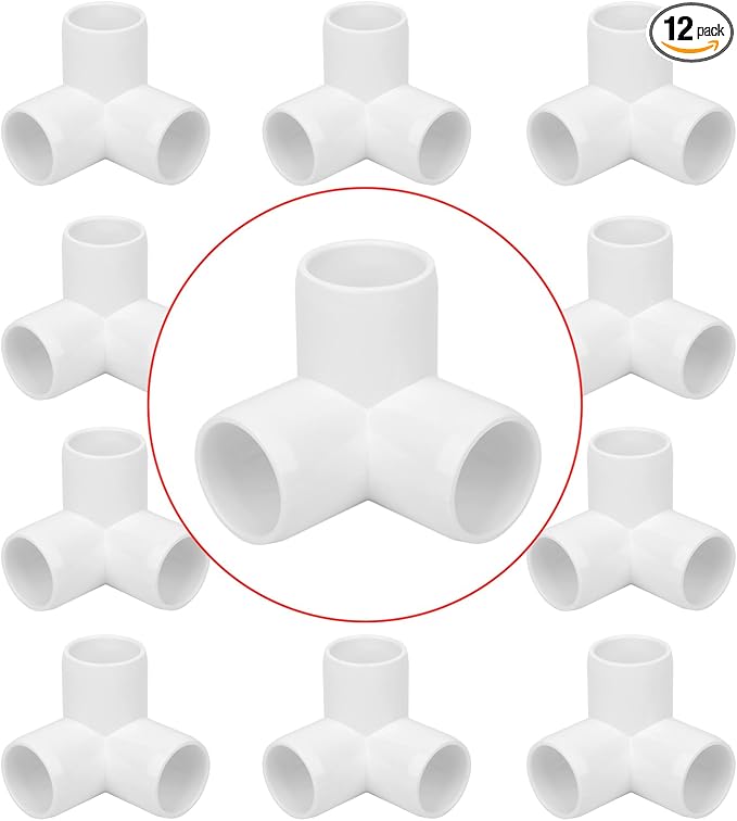 12Pack 3/4IN 3-Way Elbow PVC Fittings Furniture Grade SCH40 3/4" Tee 3 Way PVC by Lswteiz