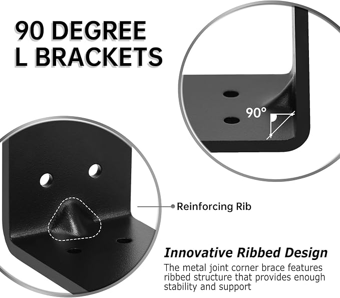 8 PCS Heavy Duty Steel Corner Brackets, DIY L Shelf Brackets, Metal Joint - Image 3
