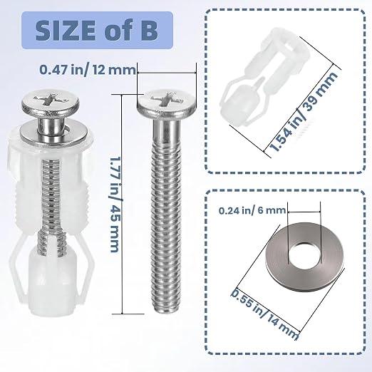 2 Set Toilet Seat Screws, Stainless Steel Toilet Seat Bolts - Image 4