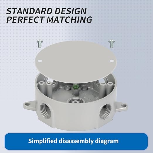 Gray Aluminum Round Weatherproof Outlet Box, 3 Pack 5-0.5 inch Holes | 15.8 cu - Image 4