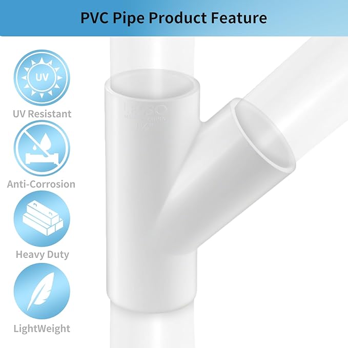 LESSO 5 Pack PVC Pipe Fittings, 1 inch PVC Wye | PVC; Wye; SCH40; White - Image 3