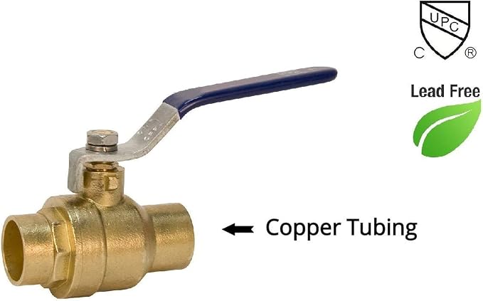 3/4" Sweat Solder C X C Ball Valve Full Port Water Stop Shut Off, Heavy Duty - Image 3