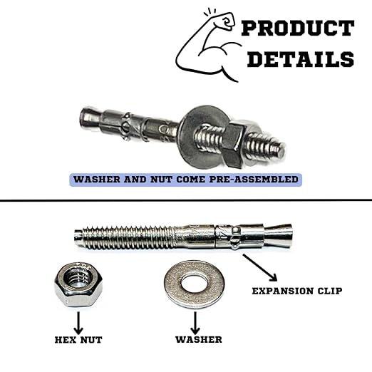 Mighty Fasteners Wedge Anchors – Heavy-Duty 304 Stainless Steel Expansion Bolts - Image 7