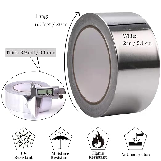 2PCS Premium Aluminum Foil Duct Tape, High Temperature Heavy Duty Insulation - Image 2