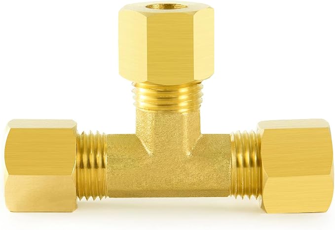 ChillWaves Brass Tee Compression Tube Fitting, 1/2" OD x 1/2" OD x 1/2" OD - Image 2