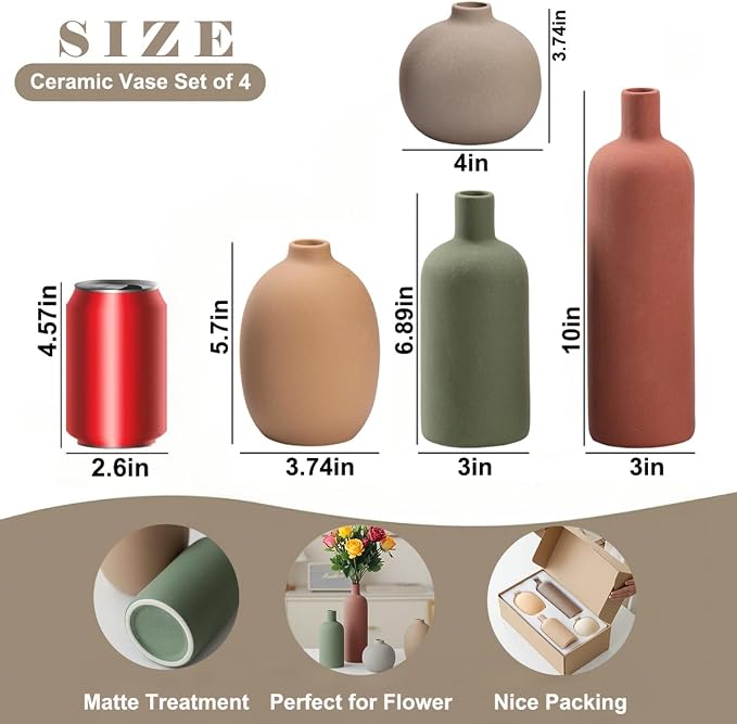 Modern Ceramic Vase Set, Neutral Colors, Decorative Vases - Image 3
