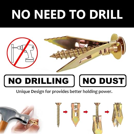 Self Drilling Drywall Anchors and Screws Kit, Heavy Duty Steel Wall Anchors - Image 4