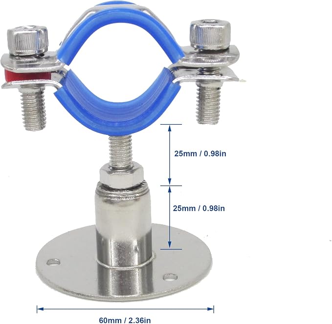 Stainless Steel Adjustable Pipe Clamp Bracket, Heavy-Duty, - Image 2