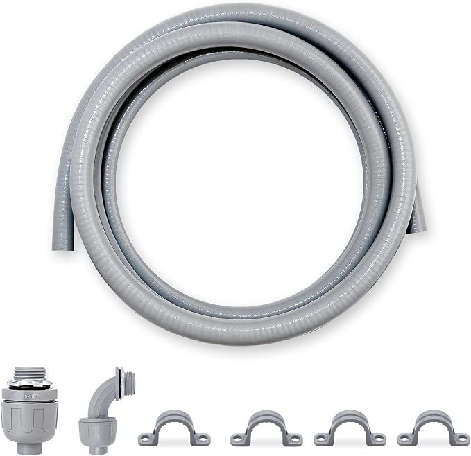 1/2 inch 6 Foot Liquid-Tight Conduit Kit, Flexible Non Metallic Electrical by Wocloer