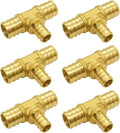 Hooshing 6PCS 3/4" x 3/4" x 1/2" Pex Reducing Tee Fittings, Brass Barb Crimp by Hooshing