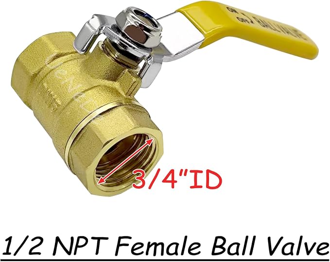 Uenede Brass 1/2 inch NPT Female Ball Valve 600 WOG, Metal Plumbing Control - Image 2