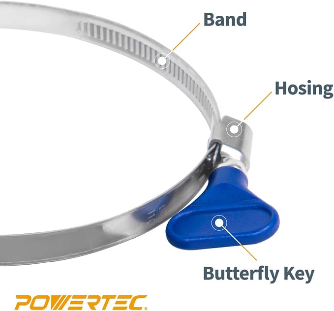 POWERTEC 70249 5 Inch Key Hose Clamp, Thumb Screw Key Adjustable Stainless - Image 6
