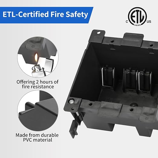 Black 2-Gang Old Work Outlet Box, 25 Cubic Inch. Capacity – 4-1/3" Length x - Image 6