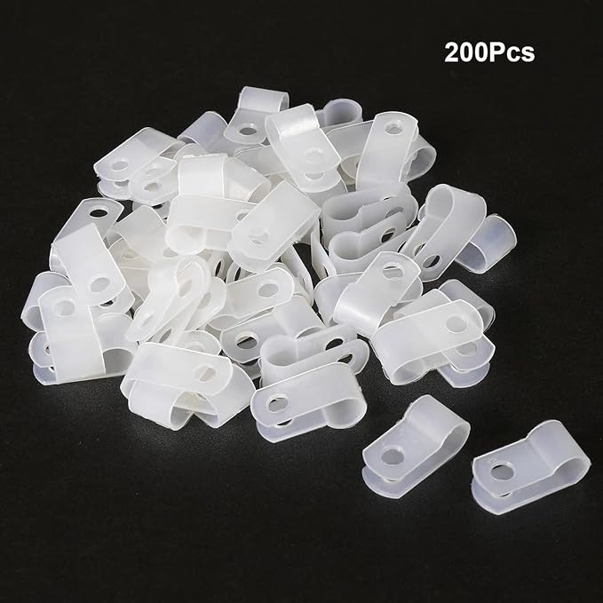 200Pcs White Nylon R-Type Cable Clamps, 3/16" Wire Clips | Nylon durable - Image 7