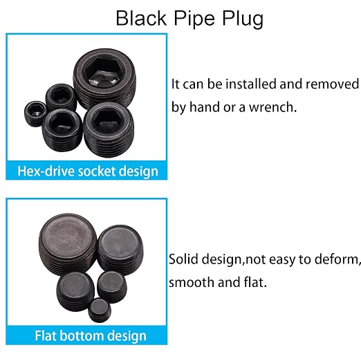 60PCS Black Carbon Steel Pipe Plug Fitting Assortment Kit - Image 4