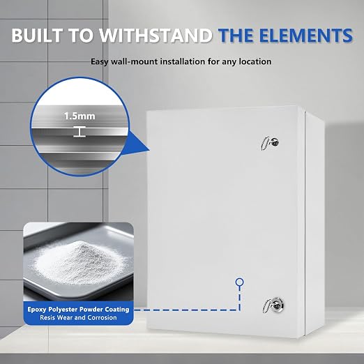 Electrical Junction Box 28x20x10, NEMA 4X IP66 Steel Enclosure Box | 1.5mm steel - Image 6
