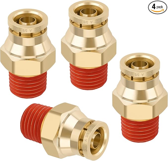 DOT Approved Male Straight Brass Union 3/8" Tube x 1/4" NPT, Quick Connect Union by BOERAY