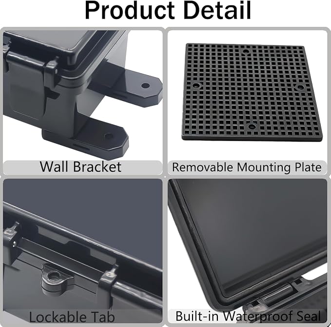 Junction Box, Hinged Black Clear Cover IP67 Waterproof ABS Project Box - Image 4