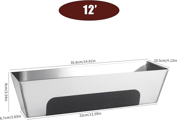 12" Stainless Steel Mud Pan, Anti-slip Base, Sheared Sides to Clean Knives - Image 2