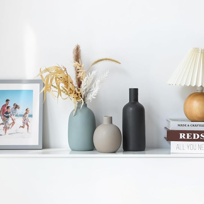 Large Ceramic Vase Set of 3, Neutral Vases Home Decor Waterproof | Farmhouse - Image 6