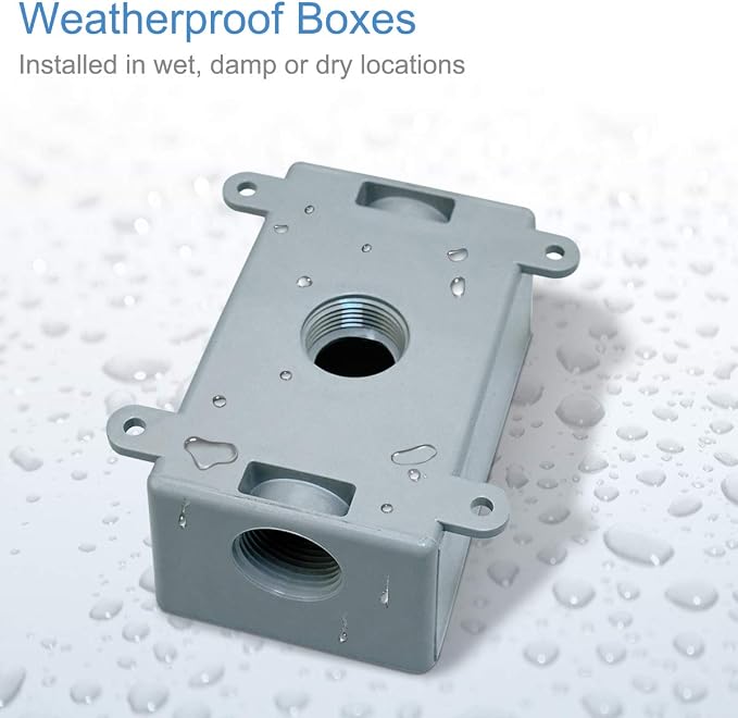 4Packs Weatherproof Outlet Box, PVC Electrical Box, 1/2" & 3/4" Threaded | - Image 2