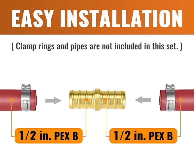 5-Pack 1/2 Inch PEX Coupling Fittings | Brass - Image 4