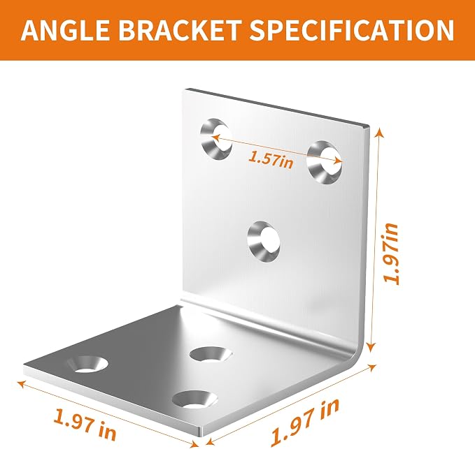 80Pcs Stainless Steel Angle Bracket 2In Heavy Duty Corner Brackets - Image 2