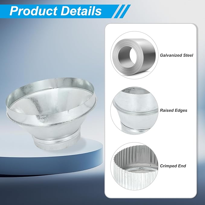 PATIKIL 14 Inch to 8 Inch Duct Reducer, Galvanized Steel Round Air Duct Reducer - Image 3