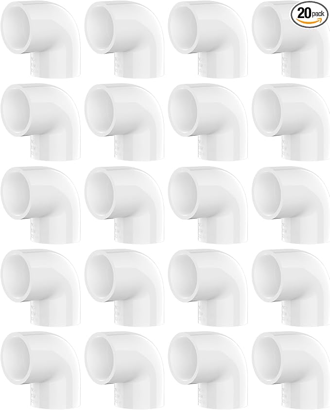 20-Pack 3/4 Inch PVC Fittings 90 Degree Elbow, Furniture Build Grade SCH40 by Unknown